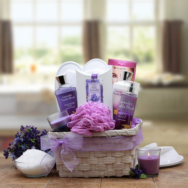 Lavender Spa Gift Basket- spa baskets for women gift